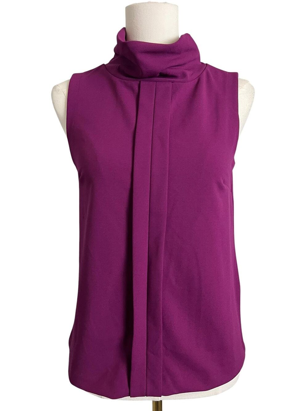 Banana Republic Sleeveless Draped Funnel Neck Top in Magenta
